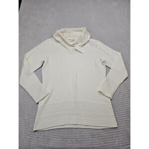 Calvin Klein Sweater Womens Large Cowl Neck Pullover Eggshell